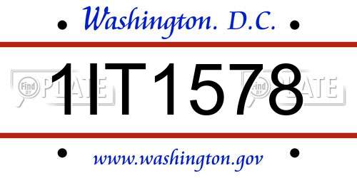 1IT1578 District Of Columbia License Plate