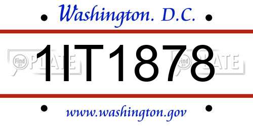 1IT1878 District Of Columbia License Plate