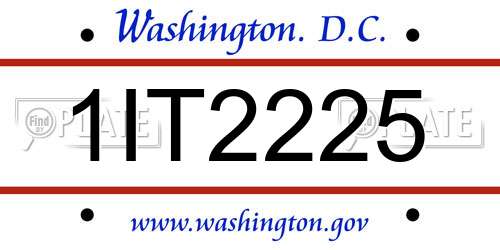 1IT2225 District Of Columbia License Plate