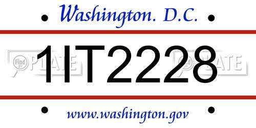 1IT2228 District Of Columbia License Plate