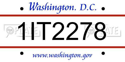 1IT2278 District Of Columbia License Plate
