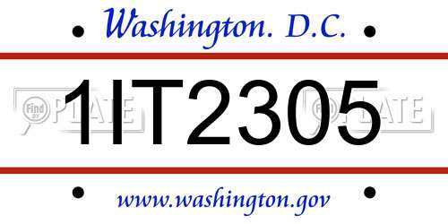 1IT2305 District Of Columbia License Plate