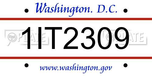 1IT2309 District Of Columbia License Plate