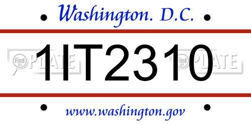 1IT2310 District Of Columbia License Plate