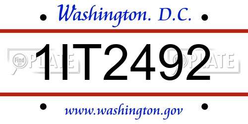 1IT2492 District Of Columbia License Plate