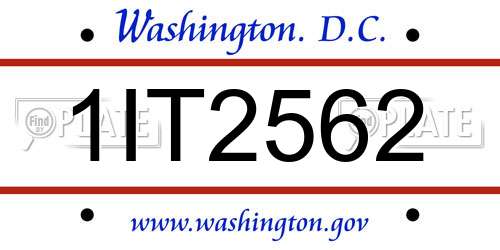 1IT2562 District Of Columbia License Plate