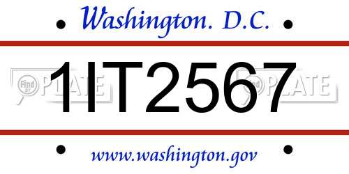 1IT2567 District Of Columbia License Plate