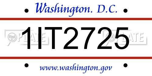 1IT2725 District Of Columbia License Plate