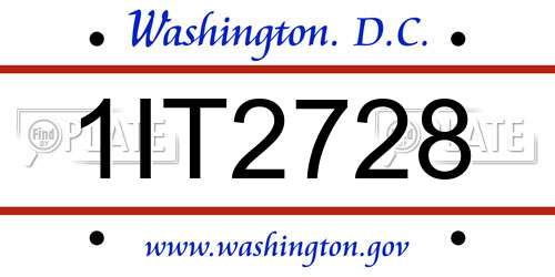 1IT2728 District Of Columbia License Plate