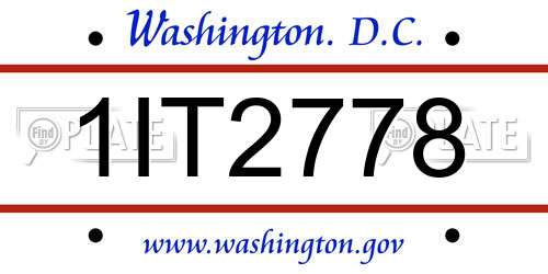 1IT2778 District Of Columbia License Plate