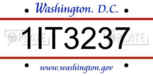 1IT3237 District Of Columbia License Plate