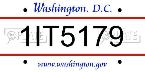 1IT5179 District Of Columbia License Plate