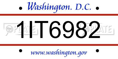 1IT6982 District Of Columbia License Plate