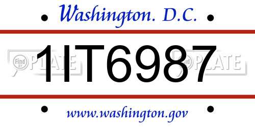 1IT6987 District Of Columbia License Plate