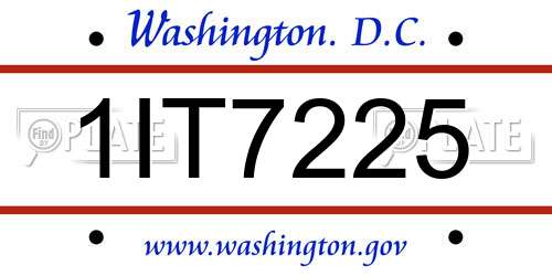 1IT7225 District Of Columbia License Plate
