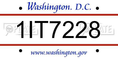 1IT7228 District Of Columbia License Plate