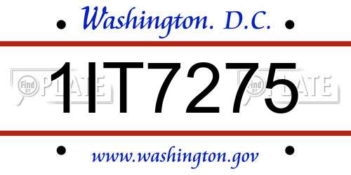1IT7275 District Of Columbia License Plate