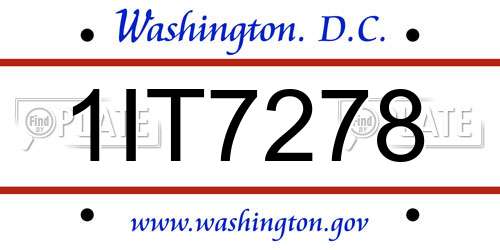 1IT7278 District Of Columbia License Plate