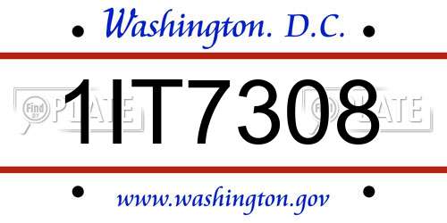 1IT7308 District Of Columbia License Plate