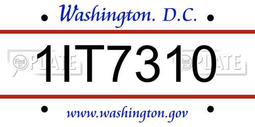 1IT7310 District Of Columbia License Plate