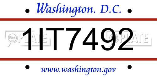 1IT7492 District Of Columbia License Plate