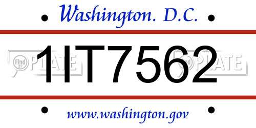 1IT7562 District Of Columbia License Plate
