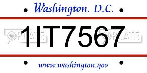 1IT7567 District Of Columbia License Plate