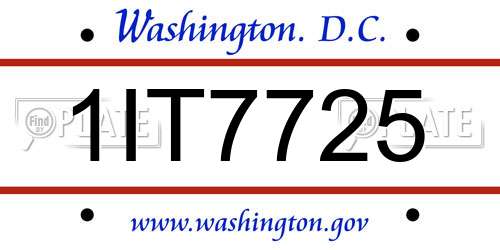 1IT7725 District Of Columbia License Plate
