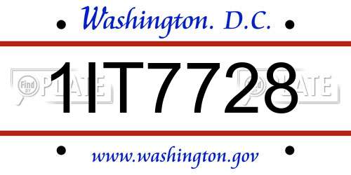 1IT7728 District Of Columbia License Plate