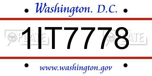1IT7778 District Of Columbia License Plate