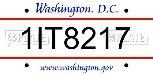 1IT8217 District Of Columbia License Plate