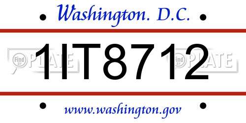 1IT8712 District Of Columbia License Plate