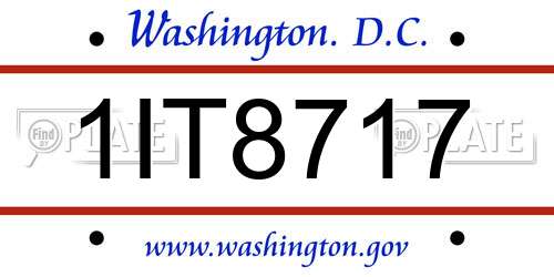 1IT8717 District Of Columbia License Plate