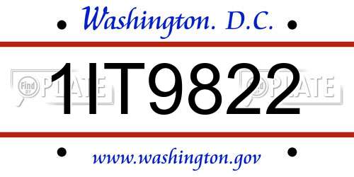 1IT9822 District Of Columbia License Plate