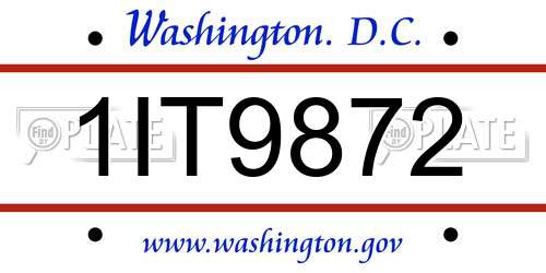 1IT9872 District Of Columbia License Plate