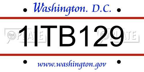 1ITB129 District Of Columbia License Plate