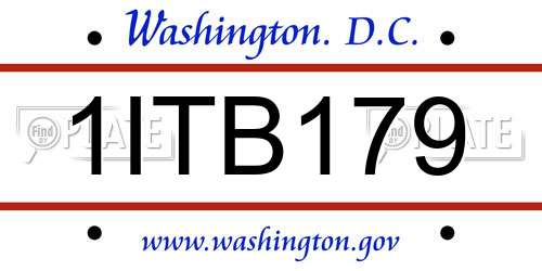 1ITB179 District Of Columbia License Plate