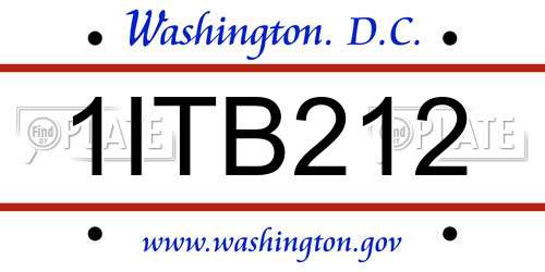 1ITB212 District Of Columbia License Plate