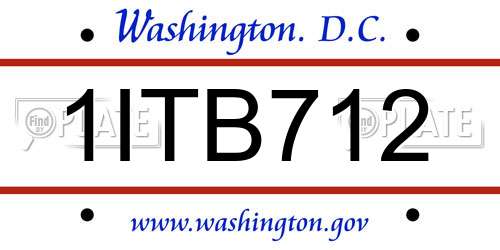 1ITB712 District Of Columbia License Plate