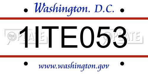 1ITE053 District Of Columbia License Plate