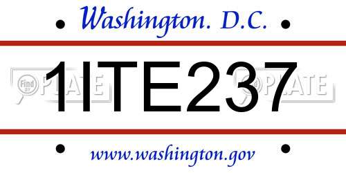 1ITE237 District Of Columbia License Plate