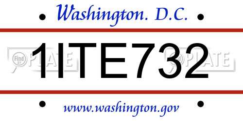 1ITE732 District Of Columbia License Plate