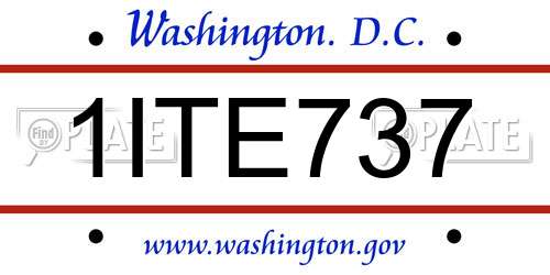1ITE737 District Of Columbia License Plate