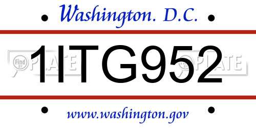 1ITG952 District Of Columbia License Plate
