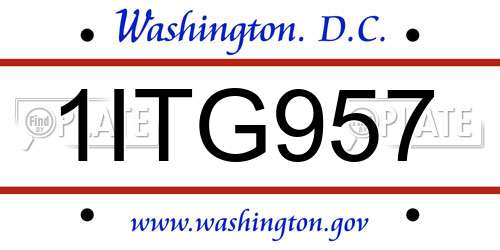 1ITG957 District Of Columbia License Plate