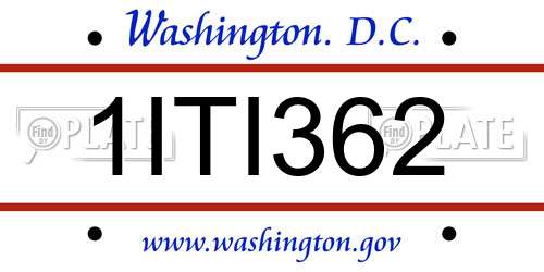 1ITI362 District Of Columbia License Plate