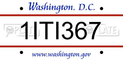 1ITI367 District Of Columbia License Plate