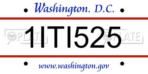 1ITI525 District Of Columbia License Plate