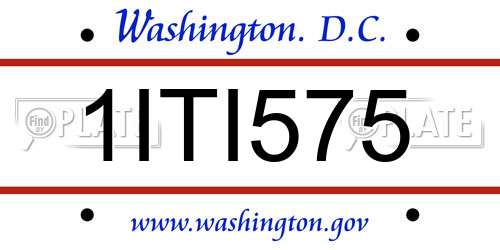 1ITI575 District Of Columbia License Plate