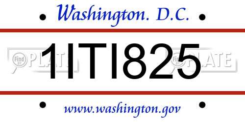 1ITI825 District Of Columbia License Plate